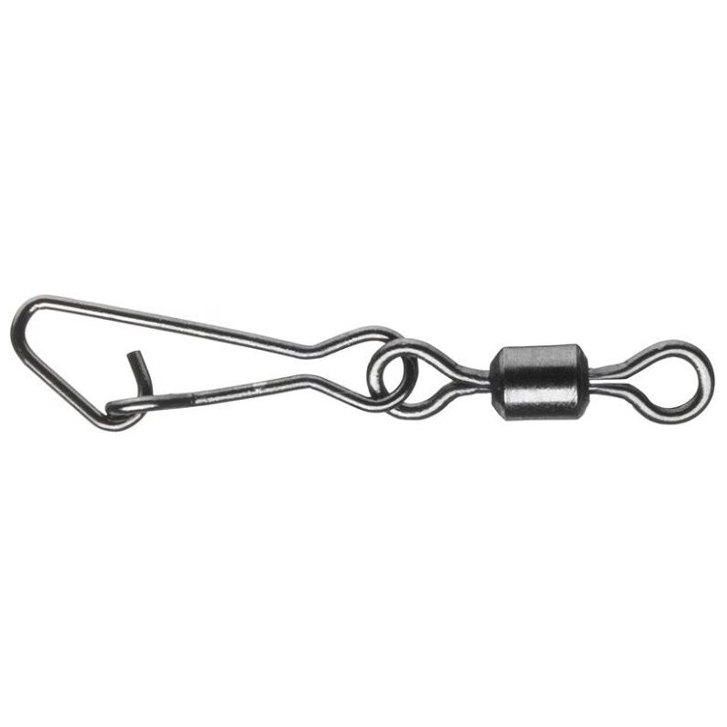 DAIWA Easy Snap Swivel 8 with 12kg capacity, featuring a durable black metal construction. Ideal for terminal tackle setups, pack of 10.