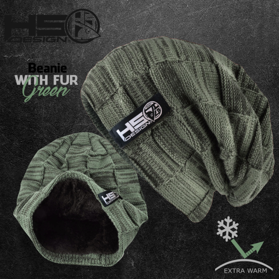 Hotspot Design - Green beanie HSD with fur