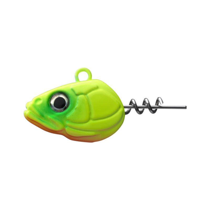 DAIWA Prorex Pelagic Screw-Head Lead Free 50g Chartreuse featuring a fish-shaped design with a bright chartreuse finish and integrated screw attachment. Ideal for Sinkers & Weights in terminal tackle setups.