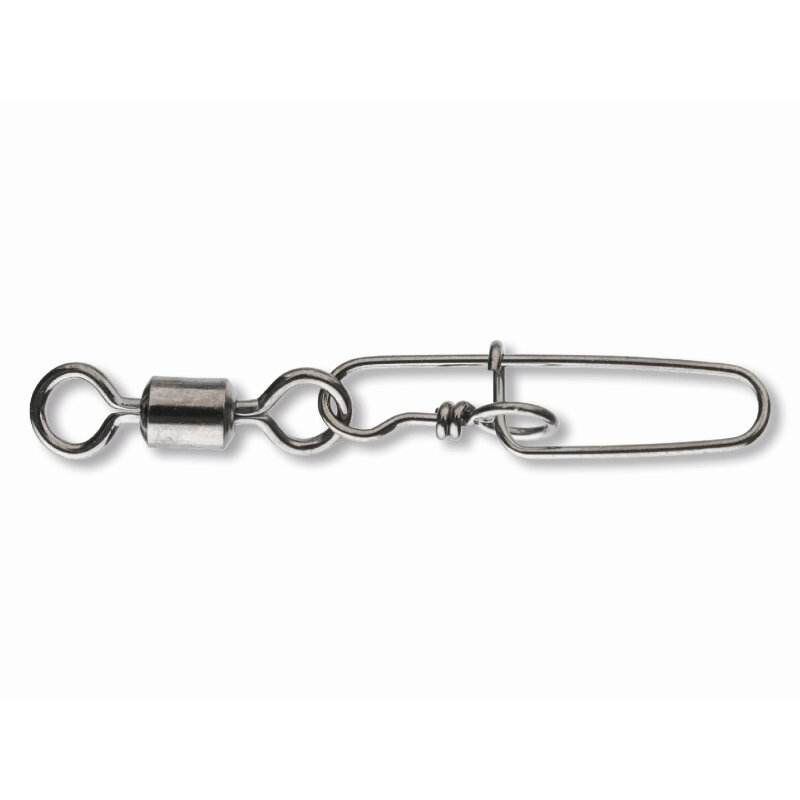 DAIWA Super Safe Lure Swivel Type II Gr.4 10kg 10Stk. featuring a durable metal swivel with secure clip for fishing lures, ideal for terminal tackle setups.