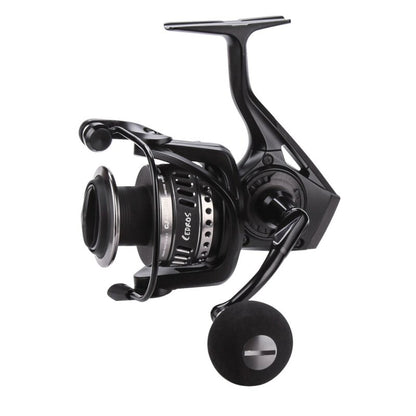 OKUMA Cedros Spin 4000H HS fishing reel with sleek black design, ergonomic handle, and durable construction for saltwater use.